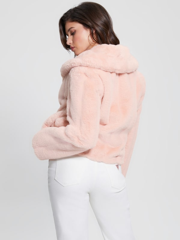 Pink faux outlet fur jacket