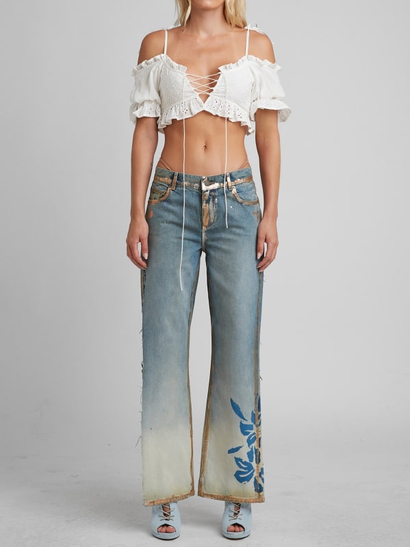 Guess floral jeans top