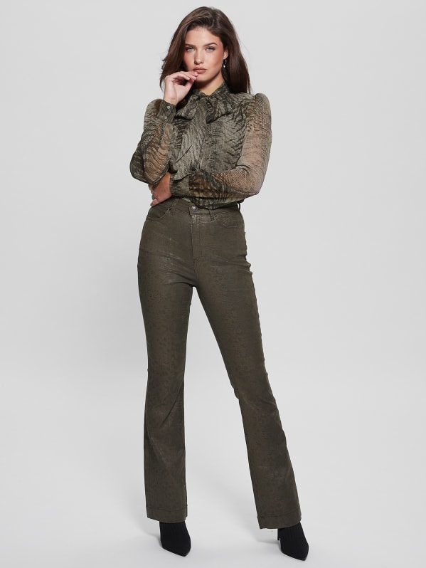 Pop '70s Snakeskin Flared Pants | GUESS