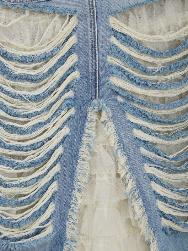 Zadie distressed denim skirt clearance