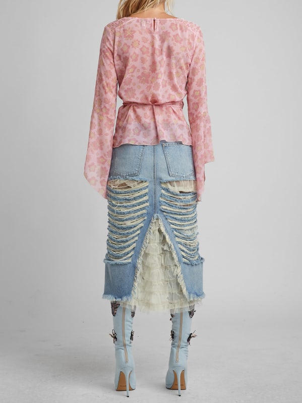 Distressed Denim Skirt GUESS