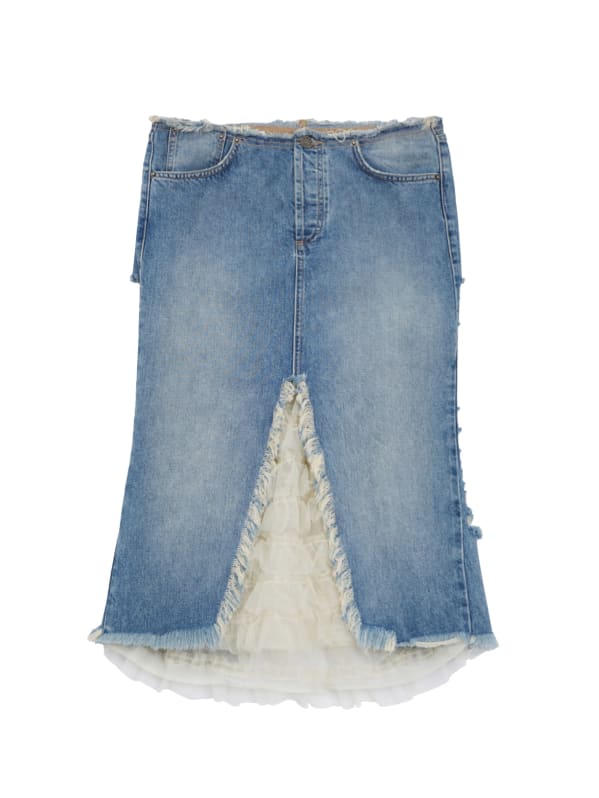 Distressed denim skirt xs hot sale