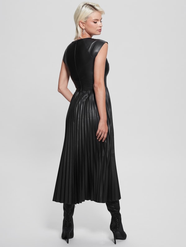 Guess black leather dress new arrivals