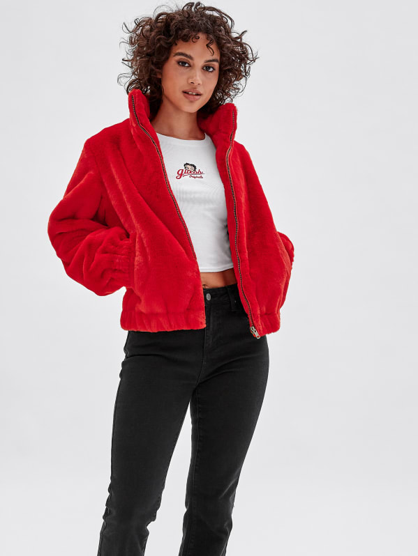 Guess fur jacket on sale
