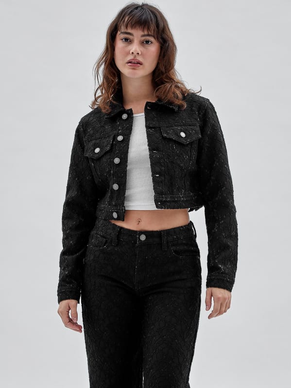Cropped jeans jacket black outlet