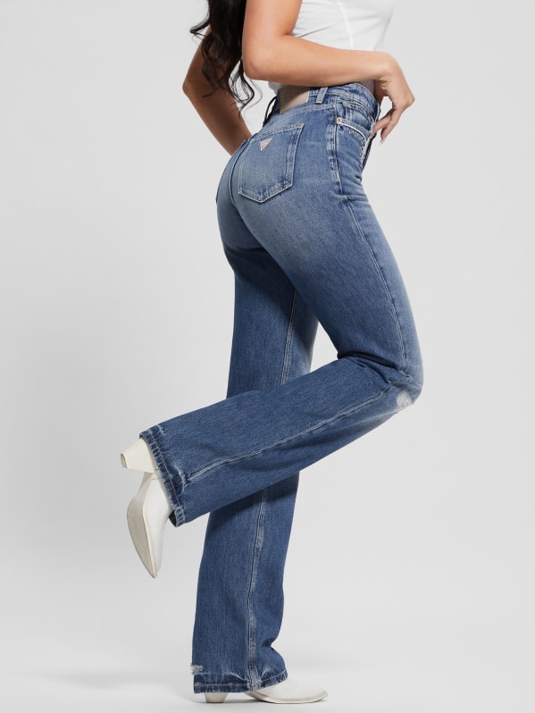 80s Embellished Distressed Straight Jeans | GUESS