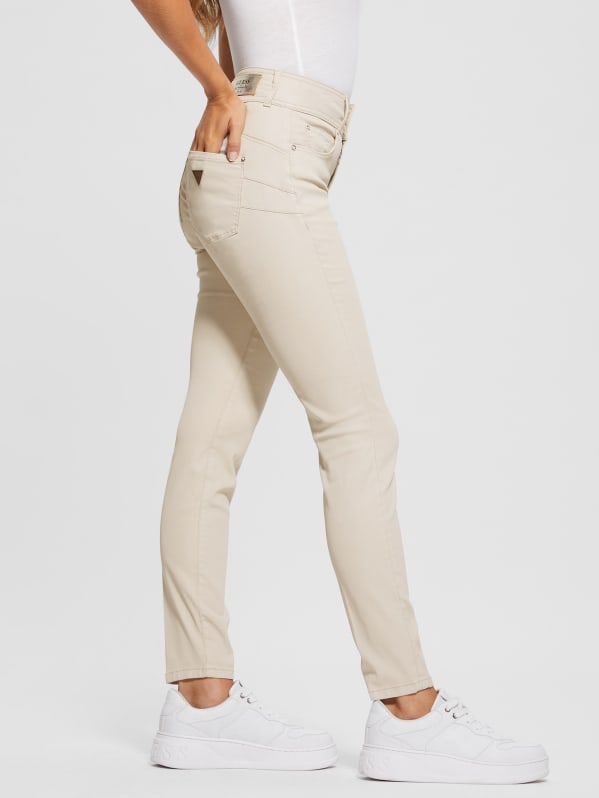 Cream TENCEL slimming effect skinny pants Online Shopping