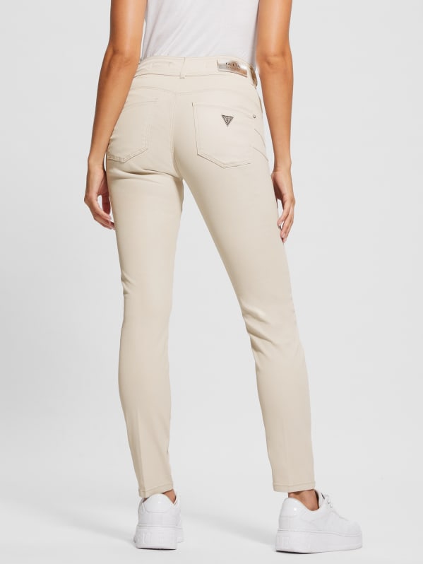 Beige Cotton Stretch Low Waist Skinny Cropped Capri Jeans – Moon