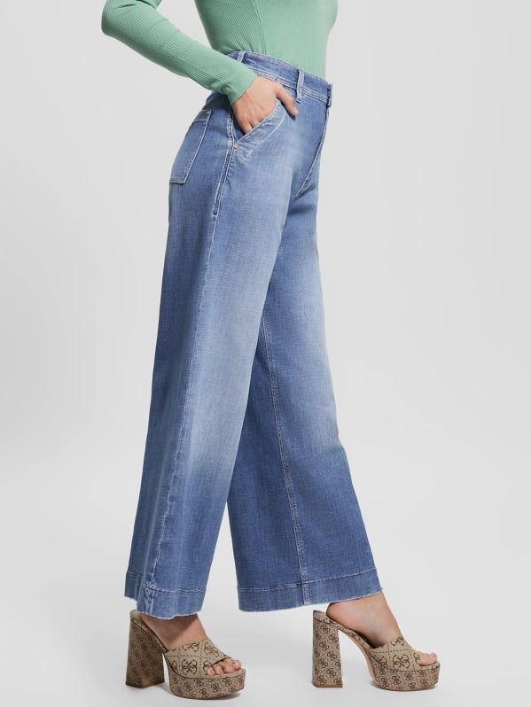 Dakota Cropped Wide-Leg Jeans | GUESS Canada