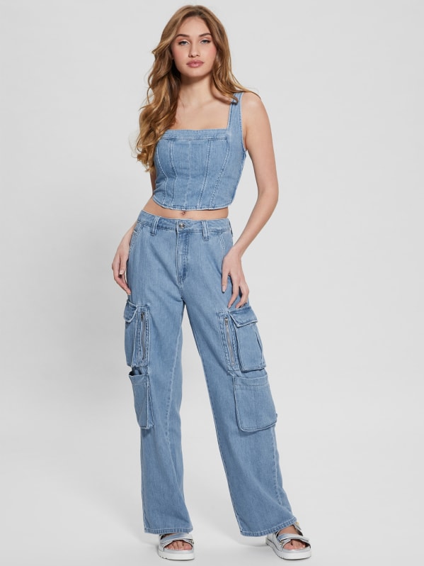 Guess overall jeans best sale