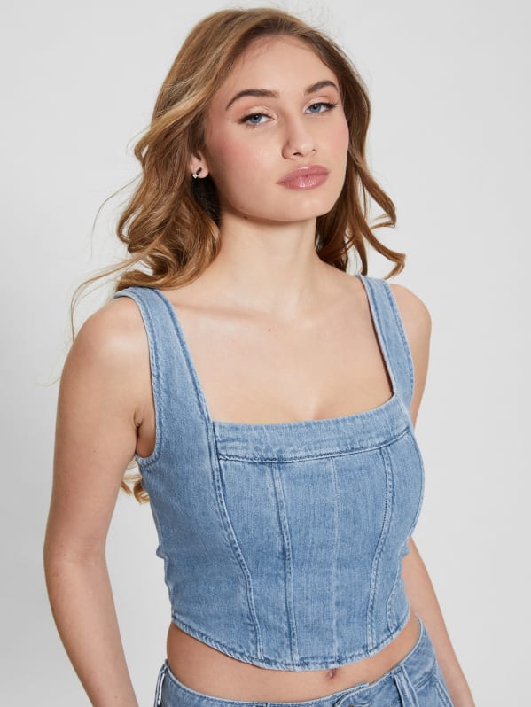 Neil Denim Bustier | GUESS Canada