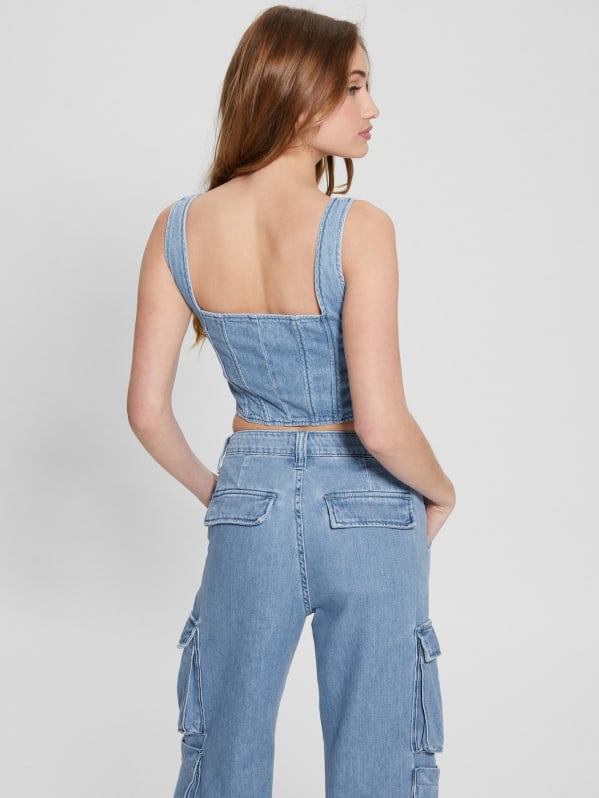 Guess denim bustier top clearance