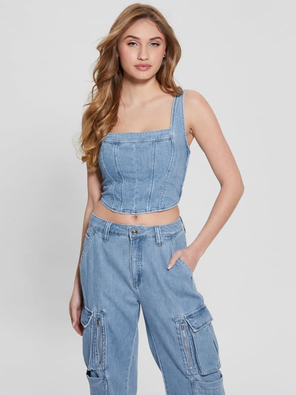 Neil Denim Bustier | GUESS