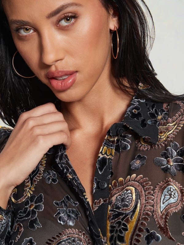 Sheer velvet top top