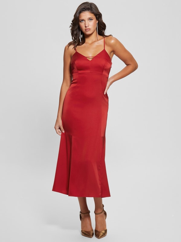 Red satin dress canada clearance