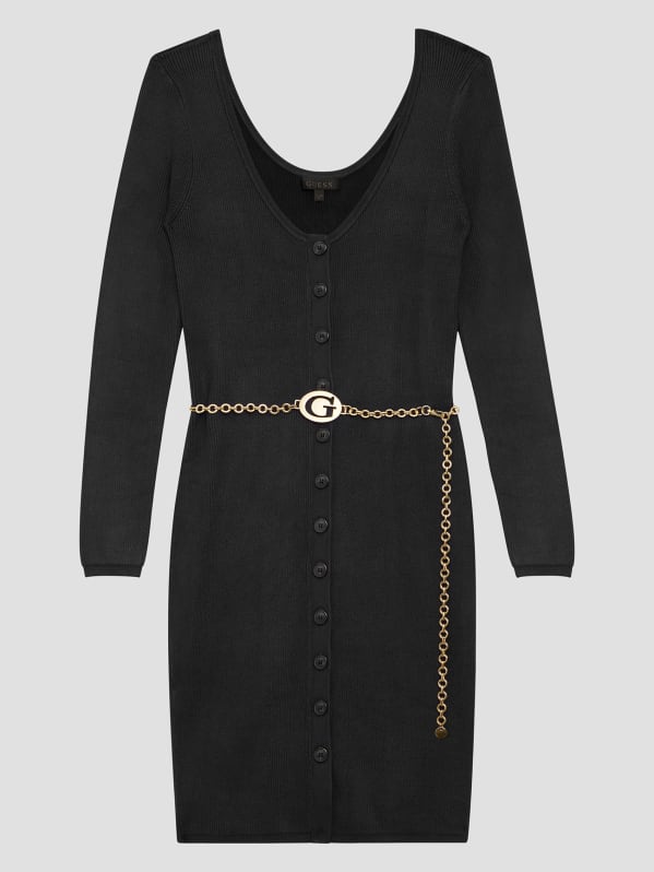 Eco Lorah Chain Belted Dress GUESS Canada