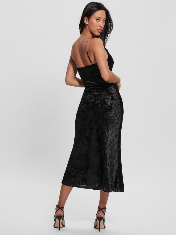 Guess black velvet dress best sale