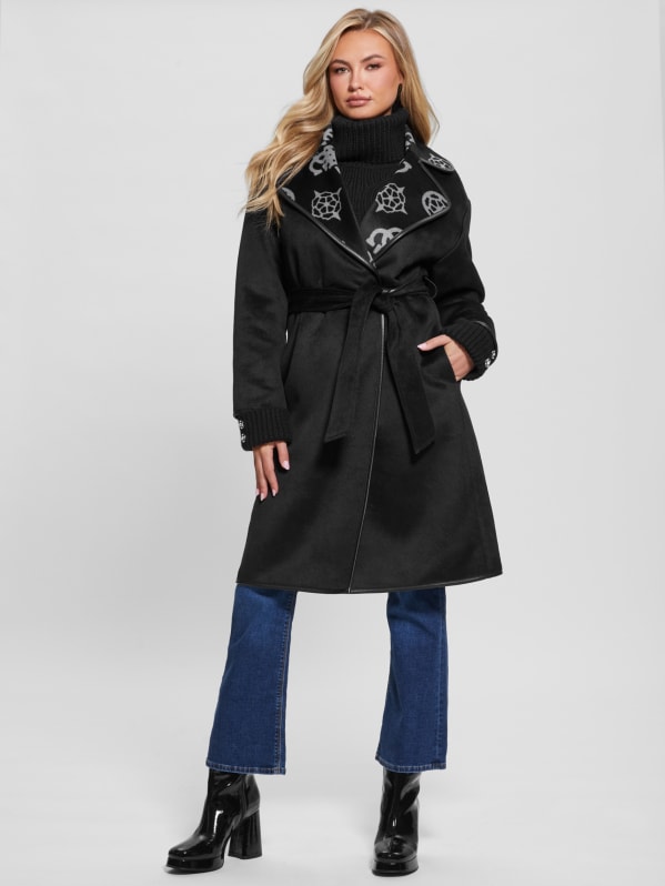 Ludovica Wool Blend Wrap Coat GUESS