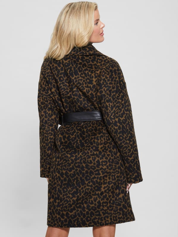 Leopard print shop wrap coat