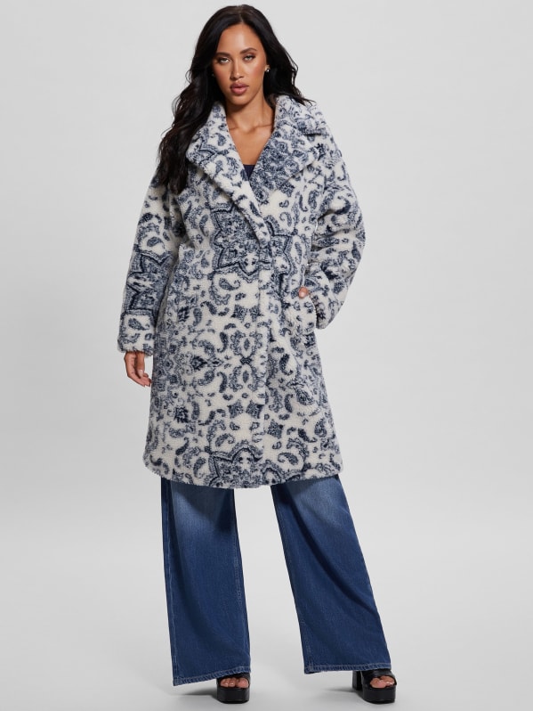 Eco Carolina Printed Sherpa Coat GUESS Canada