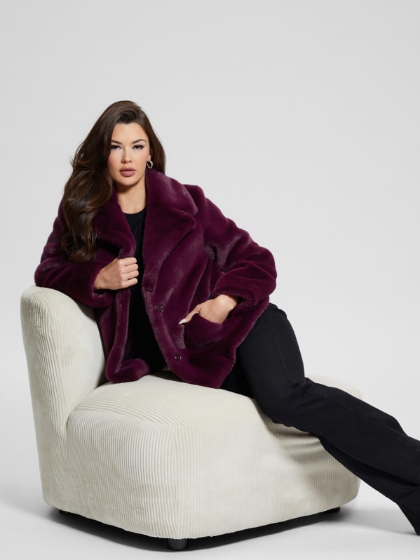 Burgundy guess coat sale