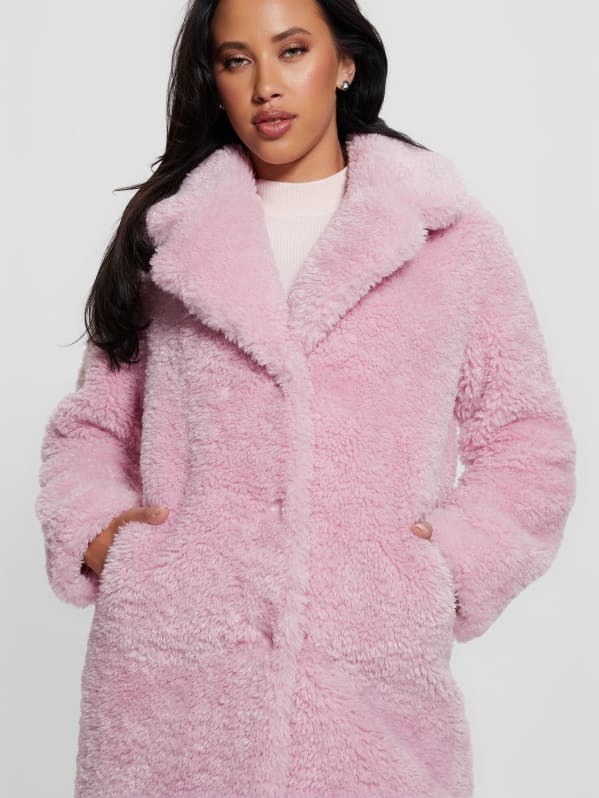 Guess faux shop fur coat pink