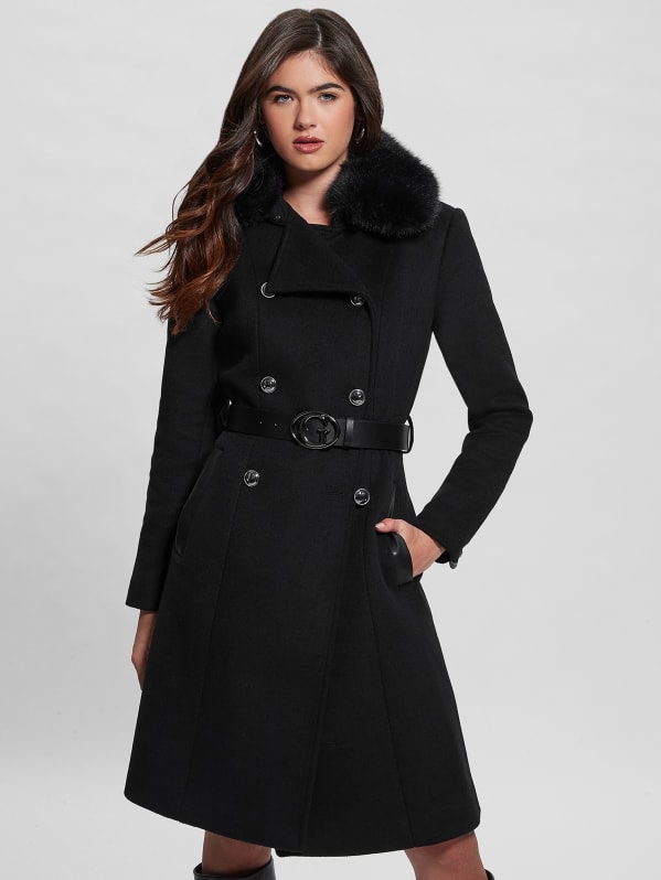 Patrice Wool-Blend Belted Coat | GUESS Canada