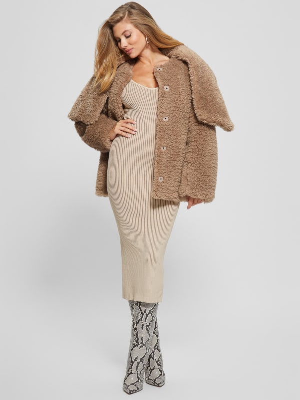 Guess teddy faux fur coat on sale