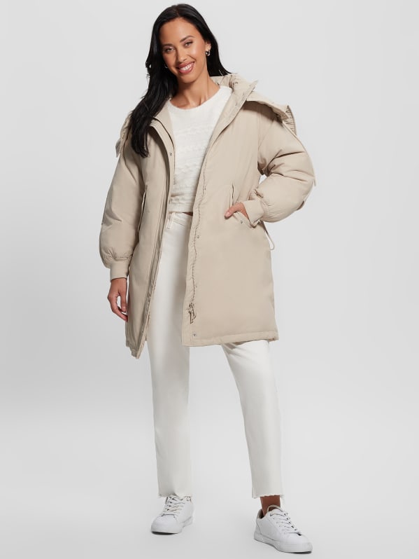 White guess on sale puffer jacket