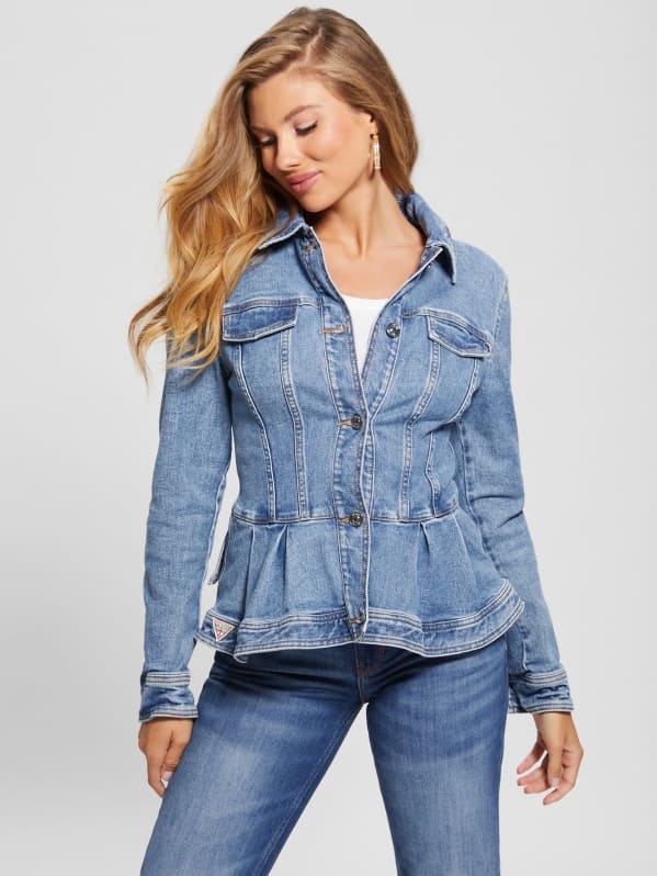 Guess peplum denim jacket store