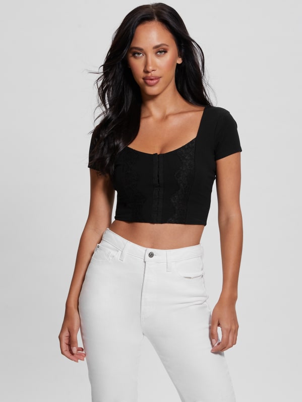 Eco Jamie Rib Knit Corset Top GUESS