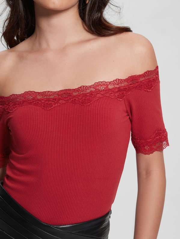 Plus size red off the shoulder top cheap