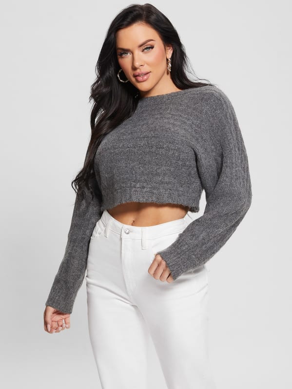 Taira Cable-Knit Cropped Sweater | GUESS Canada