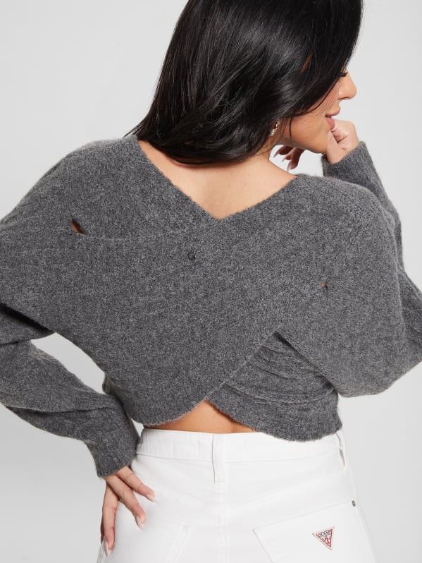 Taira Cable Knit Cropped Sweater GUESS