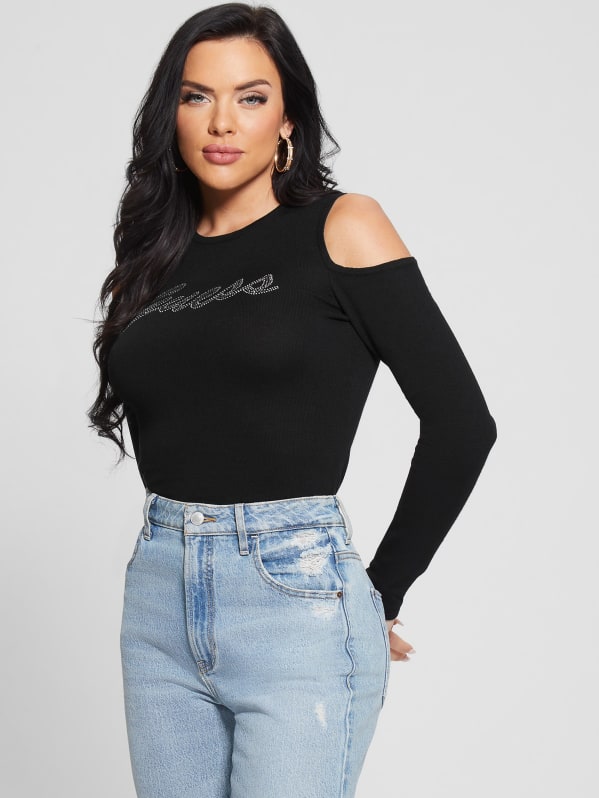 Guess cold shoulder sweater clearance