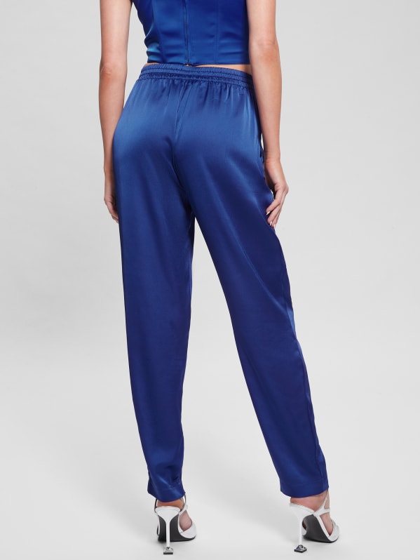Blue silk joggers online