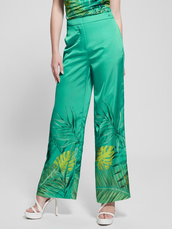 GUESS Eco Logo Tape Scuba Wide-Leg Pants