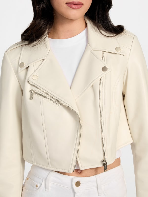 Guess cropped leather jacket 2025