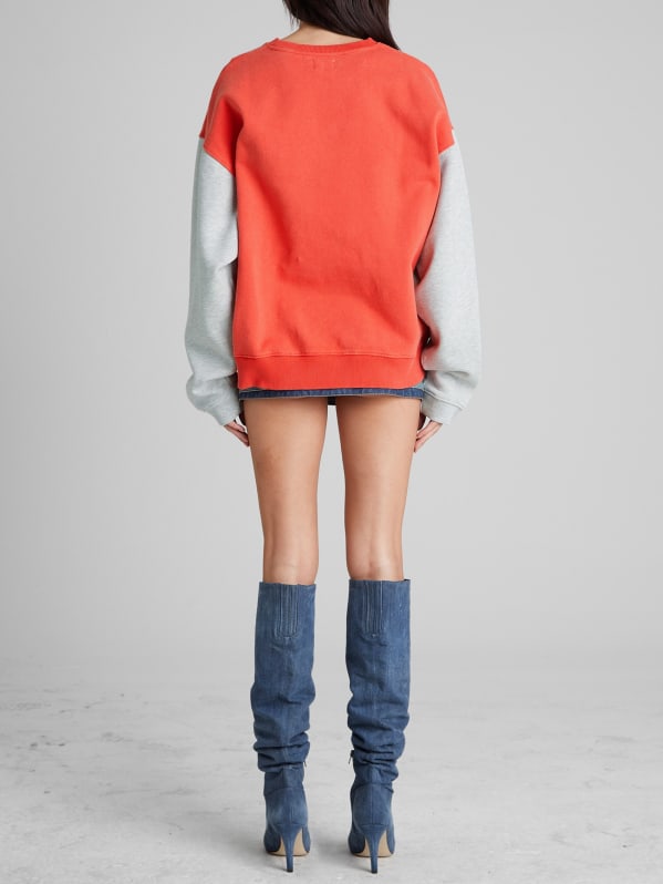 Paneled Micro Mini Denim Skirt