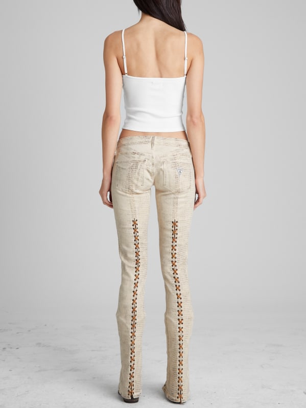 Laced Flared Denim Jeans | GUESS