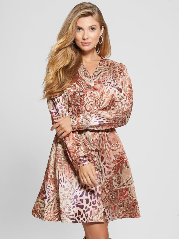 Eco Mirielle Printed Satin Dress GUESS