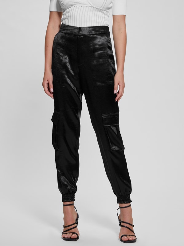 Eco Soundwave Satin Cargo Pants GUESS Canada