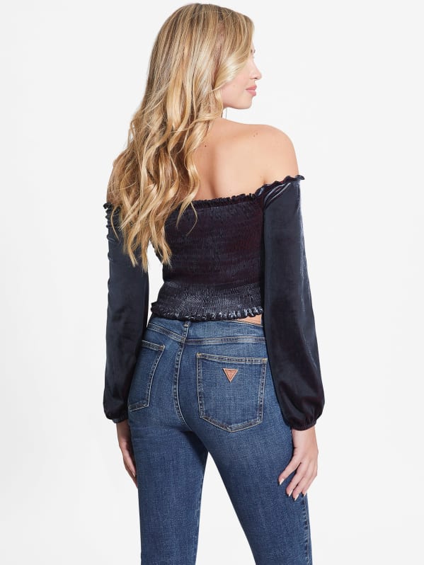 Hima Off-the-Shoulder Velour Top | GUESS