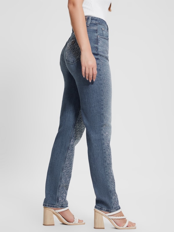 Rhinestone Quattro G Mom Jeans GUESS