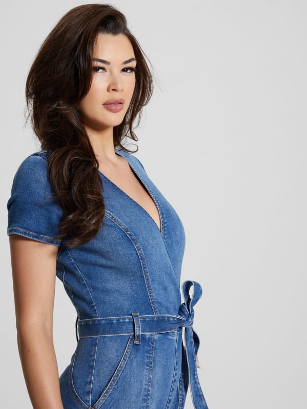 Guess women's denim jumpsuit best sale
