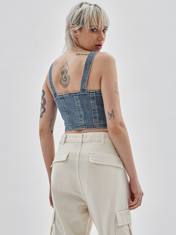 Guess denim bustier top shop