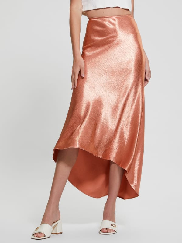 Eco Lilya Satin Midi Skirt | GUESS