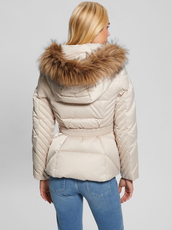 GUESS Olga Genuine Down Jacket Pearl Oyster XS