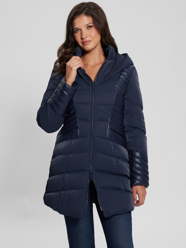 Blue guess puffer coat deals