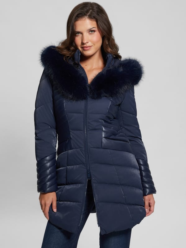 Guess quilted hooded puffer coat deals